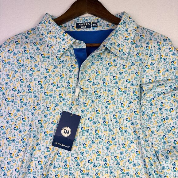 Inward Half Other - Inward Half Science Print Golf Polo 2XL NWT